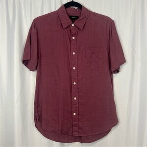Vince Short Sleeve Linen Shirt Dusty Mauve